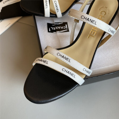 High Quality Luxury Chanel Middle-Aged Series Logo Strappy High-Heeled Sandals – Style 62662 product detail