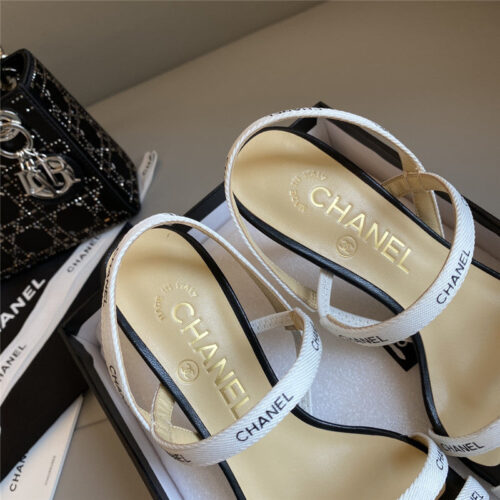 High Quality Luxury Chanel Middle-Aged Series Logo Strappy High-Heeled Sandals – Style 62662 product detail