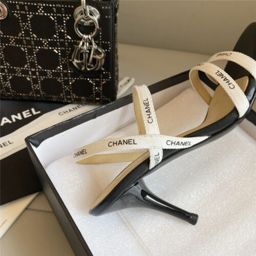 High Quality Luxury Chanel Middle-Aged Series Logo Strappy High-Heeled Sandals – Style 62662 product detail