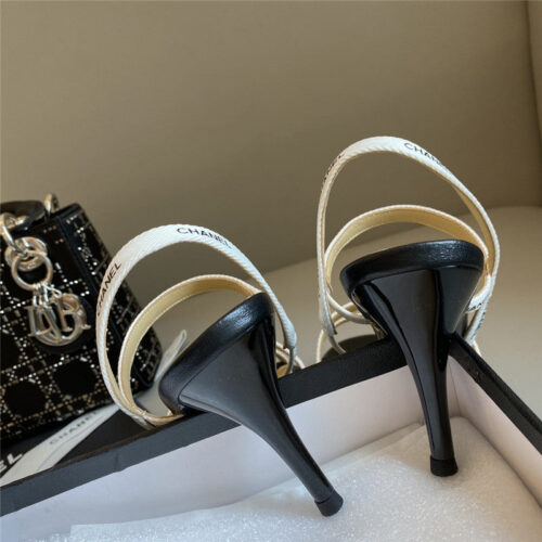 High Quality Luxury Chanel Middle-Aged Series Logo Strappy High-Heeled Sandals – Style 62662 product detail