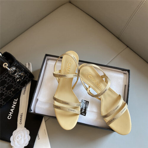 High Quality Luxury Chanel Middle-Aged Series Logo Strappy High-Heeled Sandals – Style 26502 alternate view