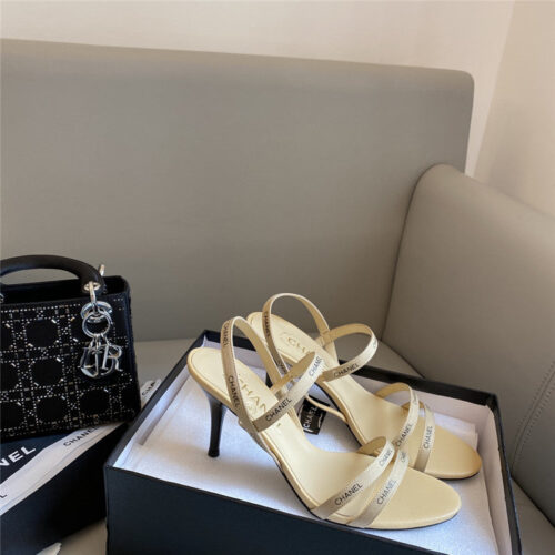 High Quality Luxury Chanel Middle-Aged Series Logo Strappy High-Heeled Sandals – Style 26502