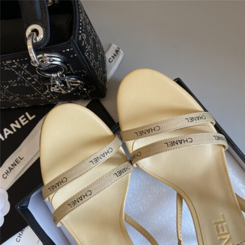 High Quality Luxury Chanel Middle-Aged Series Logo Strappy High-Heeled Sandals – Style 26502 product detail