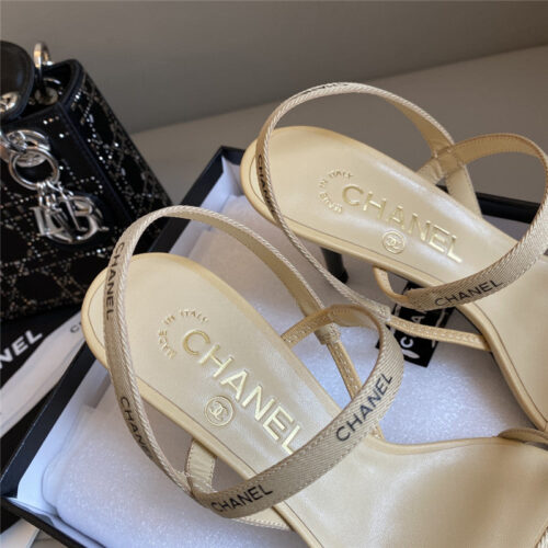 High Quality Luxury Chanel Middle-Aged Series Logo Strappy High-Heeled Sandals – Style 26502 product detail