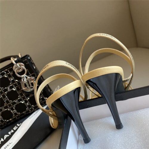 High Quality Luxury Chanel Middle-Aged Series Logo Strappy High-Heeled Sandals – Style 26502 product detail