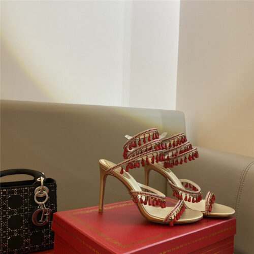 High Quality Luxury Rene Caovilla Classic Snake Wrap Sandals