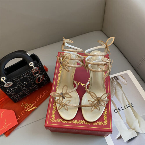 High Quality Luxury Rene Caovilla Latest Butterfly Strap High-Heeled Sandals product detail