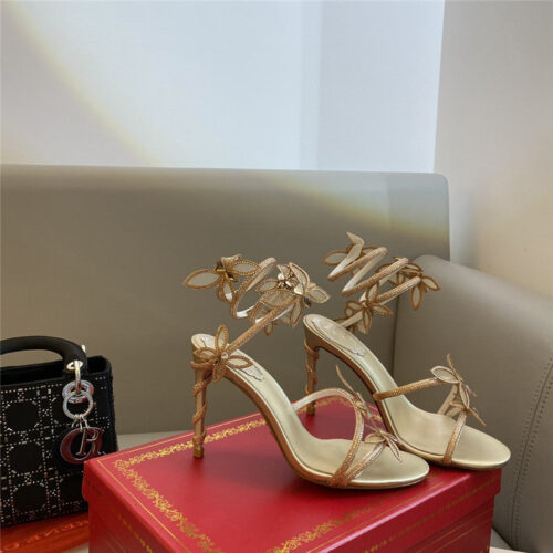 High Quality Luxury Rene Caovilla Latest Butterfly Strap High-Heeled Sandals