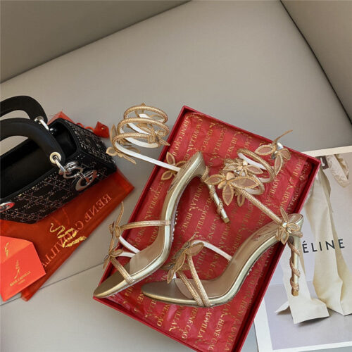High Quality Luxury Rene Caovilla Latest Butterfly Strap High-Heeled Sandals product detail