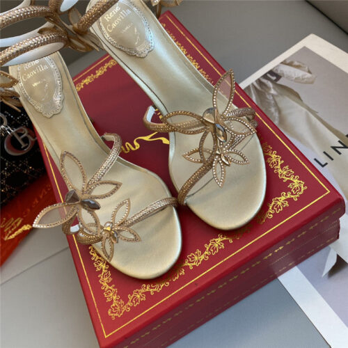High Quality Luxury Rene Caovilla Latest Butterfly Strap High-Heeled Sandals product detail