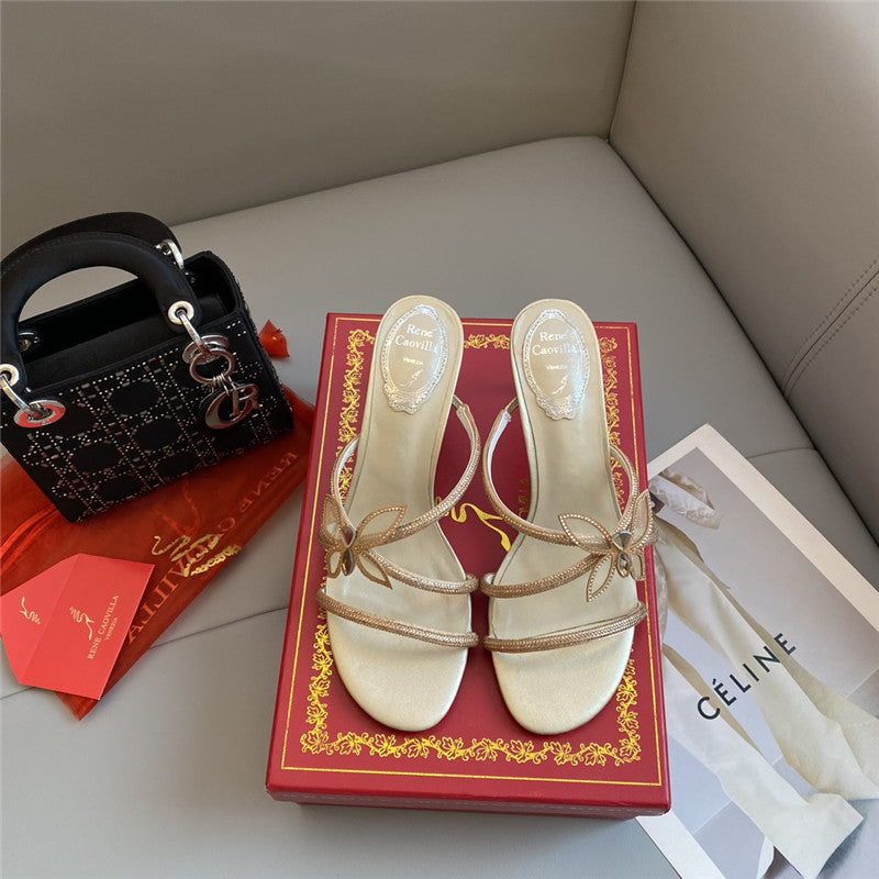 High Quality Luxury Rene Caovilla Latest Butterfly Tie Sandals product detail