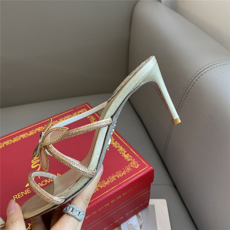 High Quality Luxury Rene Caovilla Latest Butterfly Tie Sandals product detail