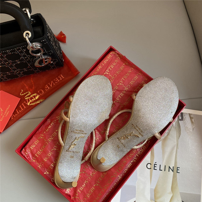 High Quality Luxury Rene Caovilla Latest Butterfly Tie Sandals product detail
