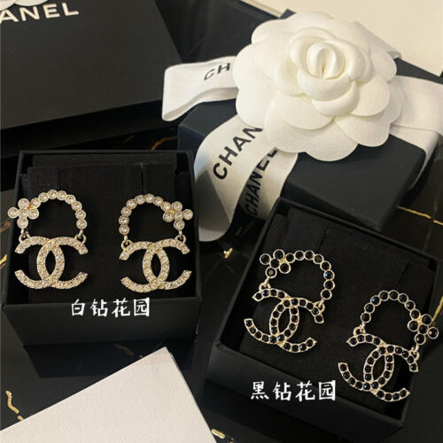 High Quality Luxury Chanel Swarovski Crystal Diamond Earrings