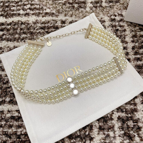 High Quality Luxury Dior Multi-Mirror Double Layer Pearl Necklace product detail