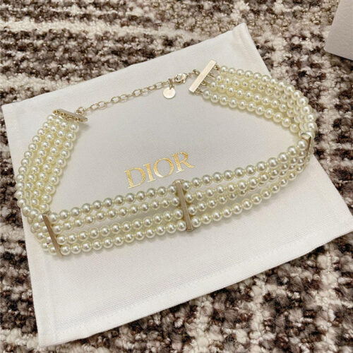High Quality Luxury Dior Multi-Mirror Double Layer Pearl Necklace product detail
