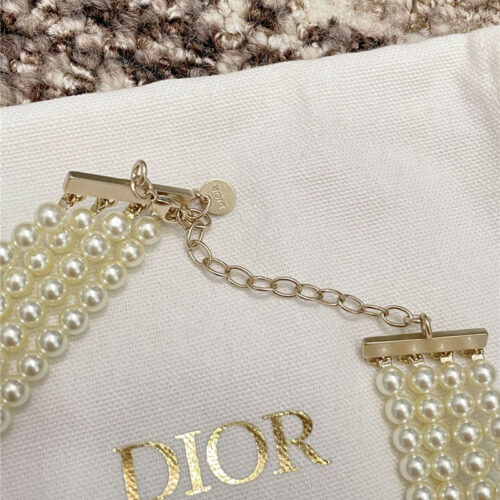 High Quality Luxury Dior Multi-Mirror Double Layer Pearl Necklace product detail
