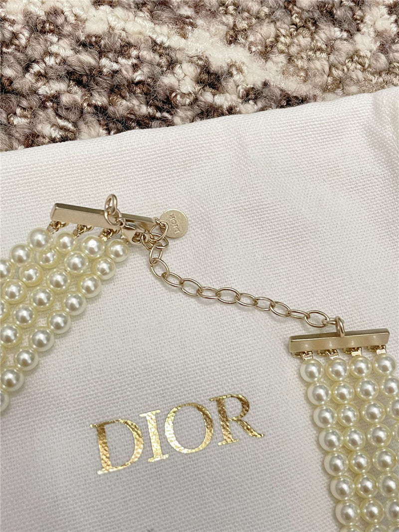 High Quality Luxury Dior Multi-Mirror Double Layer Pearl Necklace product detail