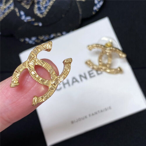 High Quality Luxury Chanel Embossed Double C Earrings alternate view