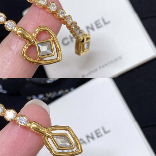High Quality Luxury Chanel Shaped Crystal Double C Tassel Earrings product detail