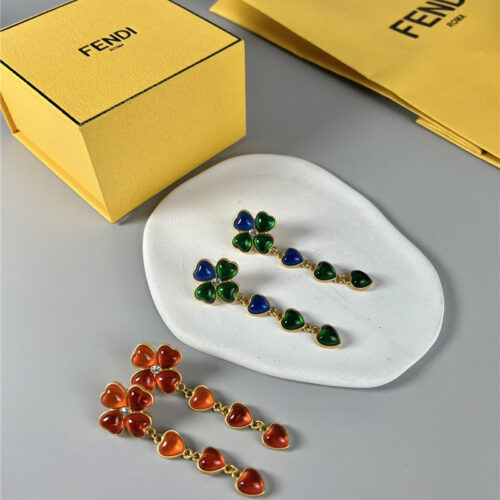 High Quality Luxury Fendi Second-Hand Glass Earrings
