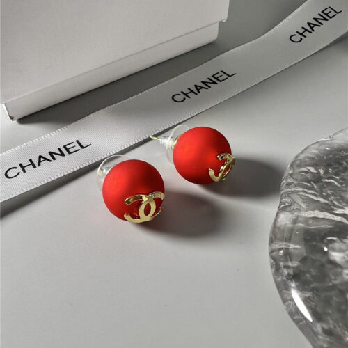 High Quality Luxury Chanel Red Bead Earrings