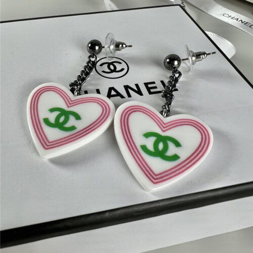 High Quality Luxury Chanel Love Black Chain Earrings alternate view