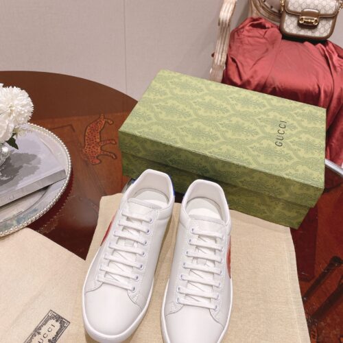 High Quality Luxury Gucci Classic Sports Lace-Up White Shoes – Style 46483 product detail