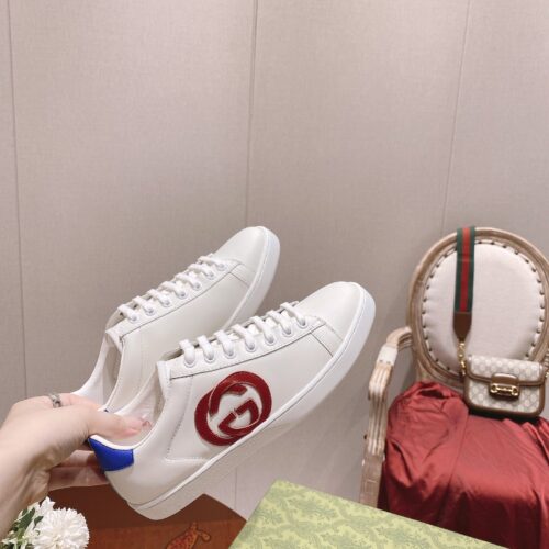 High Quality Luxury Gucci Classic Sports Lace-Up White Shoes – Style 46483 product detail