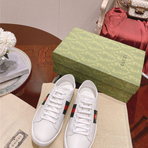 High Quality Luxury Gucci Classic Sports Lace-Up White Shoes – Style 44787 product detail