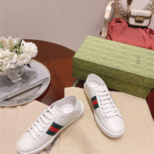 High Quality Luxury Gucci Classic Sports Lace-Up White Shoes – Style 44787
