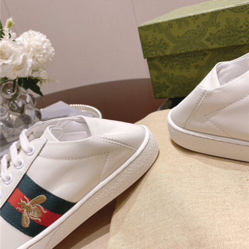 High Quality Luxury Gucci Classic Sports Lace-Up White Shoes – Style 44787 product detail