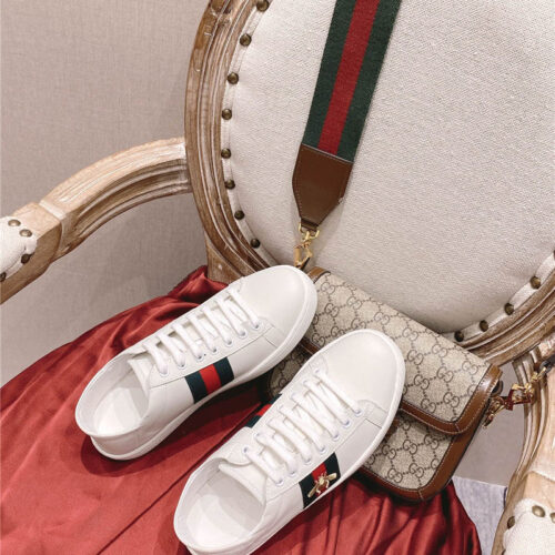 High Quality Luxury Gucci Classic Sports Lace-Up White Shoes – Style 44787 product detail
