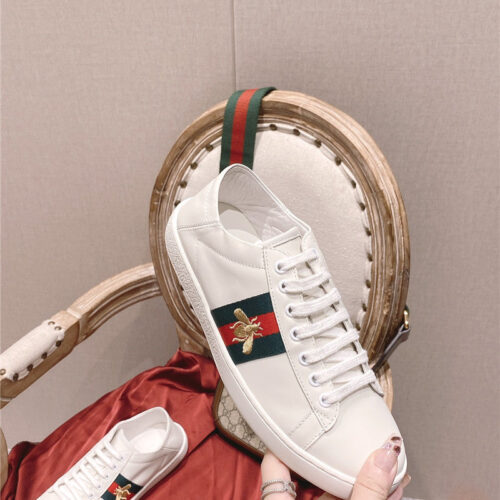 High Quality Luxury Gucci Classic Sports Lace-Up White Shoes – Style 44787 product detail