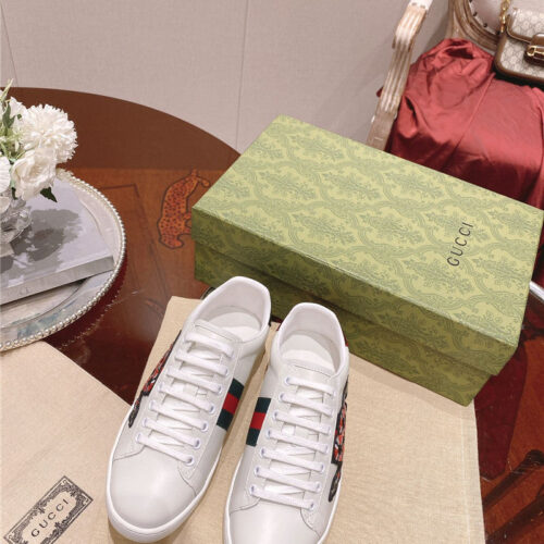 High Quality Luxury Gucci Classic Sports Lace-Up White Shoes – Style 77555