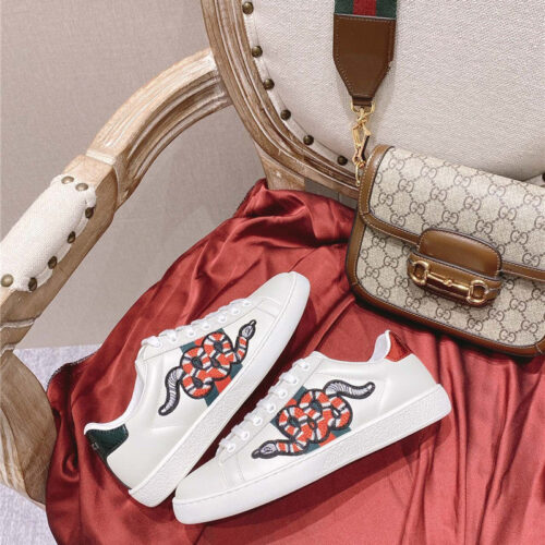High Quality Luxury Gucci Classic Sports Lace-Up White Shoes – Style 77555 product detail