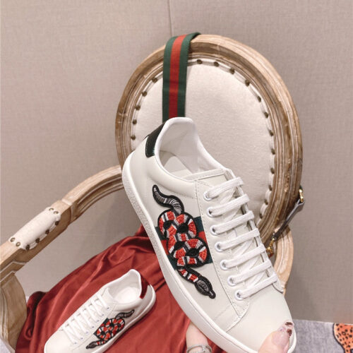 High Quality Luxury Gucci Classic Sports Lace-Up White Shoes – Style 77555 product detail