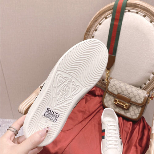 High Quality Luxury Gucci Classic Sports Lace-Up White Shoes – Style 77555 product detail