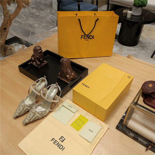 High Quality Luxury Fendi Flocked Embroidered Pointed Toe Sandals alternate view