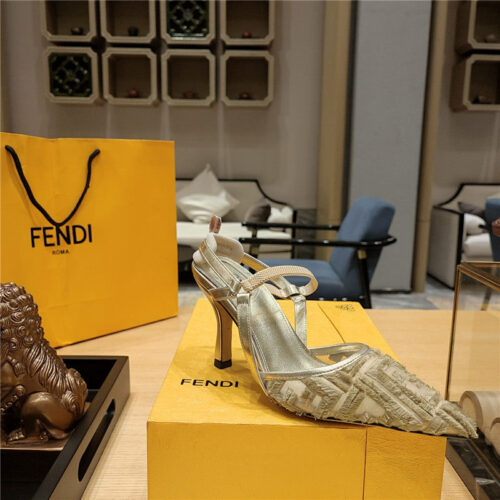 High Quality Luxury Fendi Flocked Embroidered Pointed Toe Sandals product detail