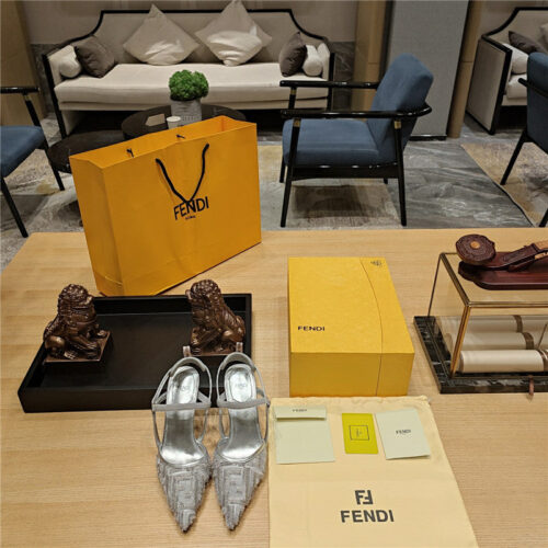 High Quality Luxury Fendi Flocked Embroidered Pointed Toe Sandals – Style 08915 product detail