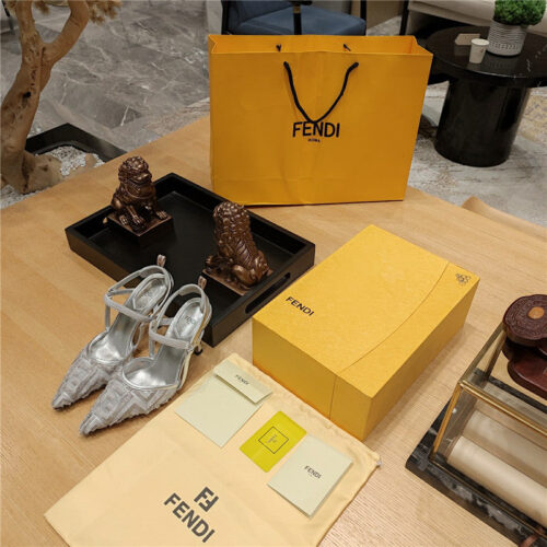 High Quality Luxury Fendi Flocked Embroidered Pointed Toe Sandals – Style 08915 alternate view