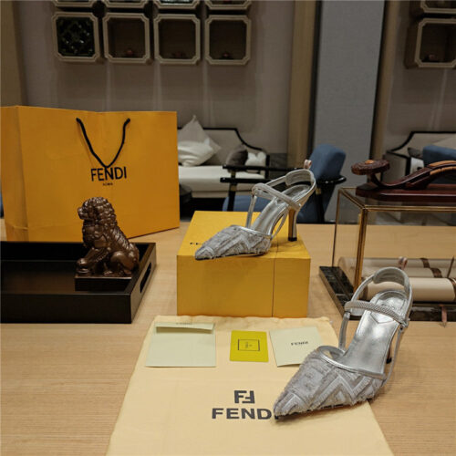 High Quality Luxury Fendi Flocked Embroidered Pointed Toe Sandals – Style 08915 product detail