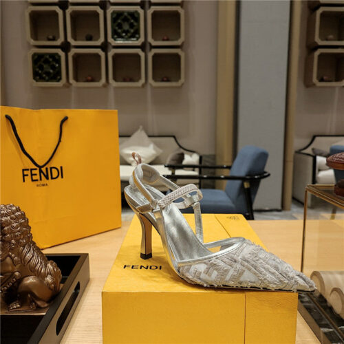 High Quality Luxury Fendi Flocked Embroidered Pointed Toe Sandals – Style 08915 product detail