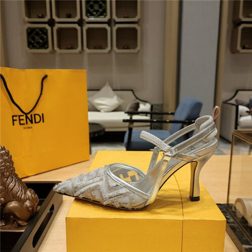 High Quality Luxury Fendi Flocked Embroidered Pointed Toe Sandals – Style 08915 product detail