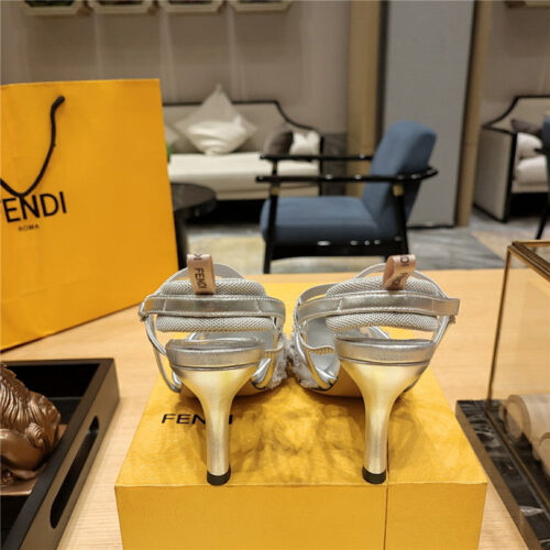 High Quality Luxury Fendi Flocked Embroidered Pointed Toe Sandals – Style 08915 product detail