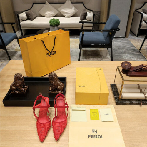 High Quality Luxury Fendi Flocked Embroidered Pointed Toe Sandals – Style 62579 product detail