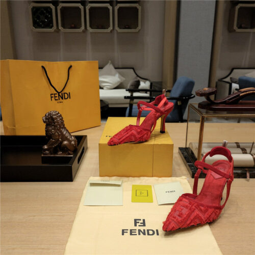 High Quality Luxury Fendi Flocked Embroidered Pointed Toe Sandals – Style 62579 product detail