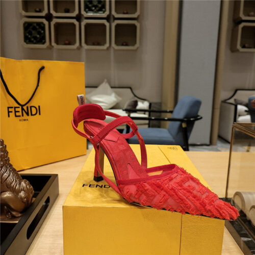 High Quality Luxury Fendi Flocked Embroidered Pointed Toe Sandals – Style 62579 product detail