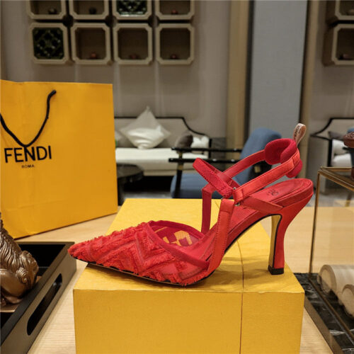 High Quality Luxury Fendi Flocked Embroidered Pointed Toe Sandals – Style 62579 product detail